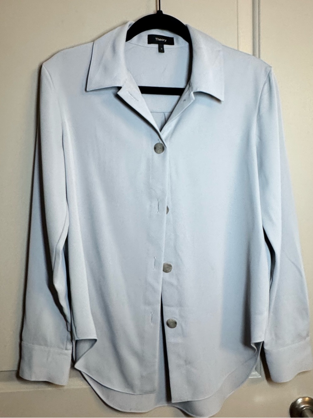 Theory Light Blue Men's Button-Front Shirt Jacket